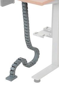 Vertical cable channel for a height-adjustable desk, grey colour