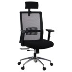 Office armchair RIVERTON - mesh backrest, headrest, aluminium base, different colours
