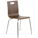 Stationary conference chair, laminated, stainless steel frame, walnut bucket, WERDI A