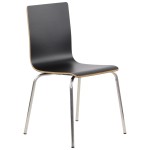 Stationary conference chair, laminated, stainless steel frame, black bucket, WERDI B