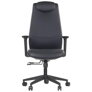 SELLA swivel office chair upholstered in black eco-leather (PU), seat depth adjustment, 3D armrests