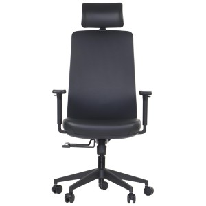 Office armchair WISTER PU upholstered in black eco-leather, seat extension