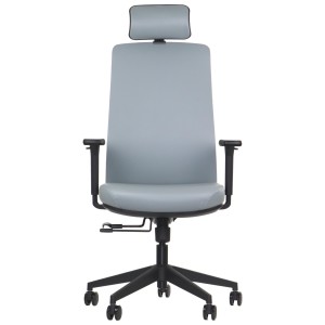 Office armchair WISTER PU upholstered in grey eco-leather, seat extension